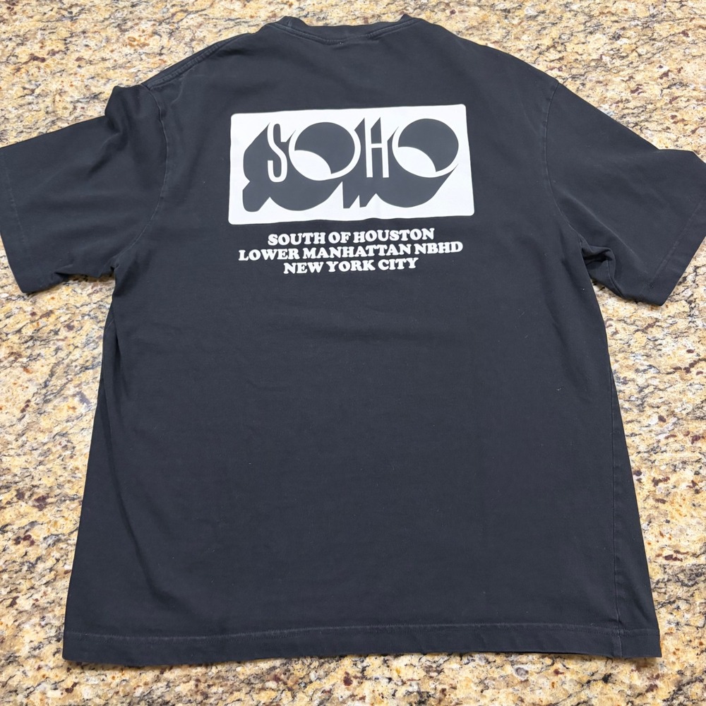 H&M Mens Soho South of Houston NYC Graphic T-Shirt Black Size M Short Sleeve ws